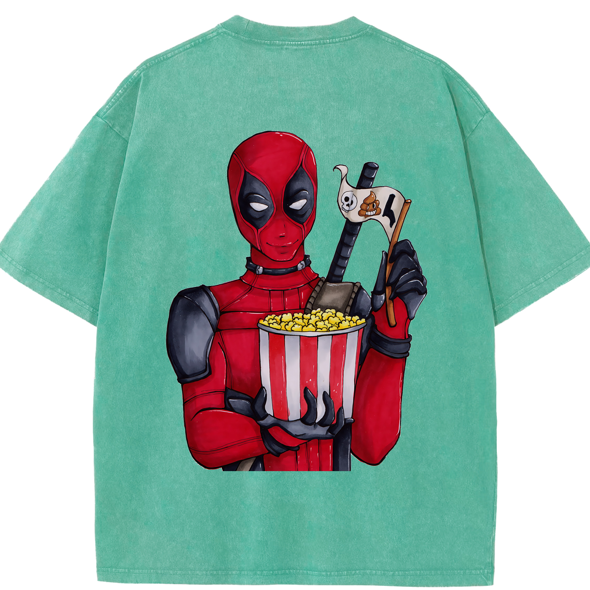 （画像用） Deadpool デッドプール 綿100% ヴィンテージ風 半袖Tシャツ（背面プリント）